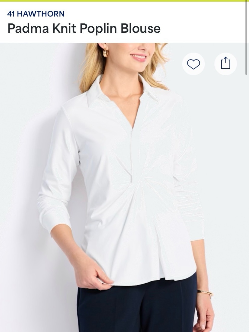 41 Hawthorn White Padma Knit Poplin Button-Down Blouse